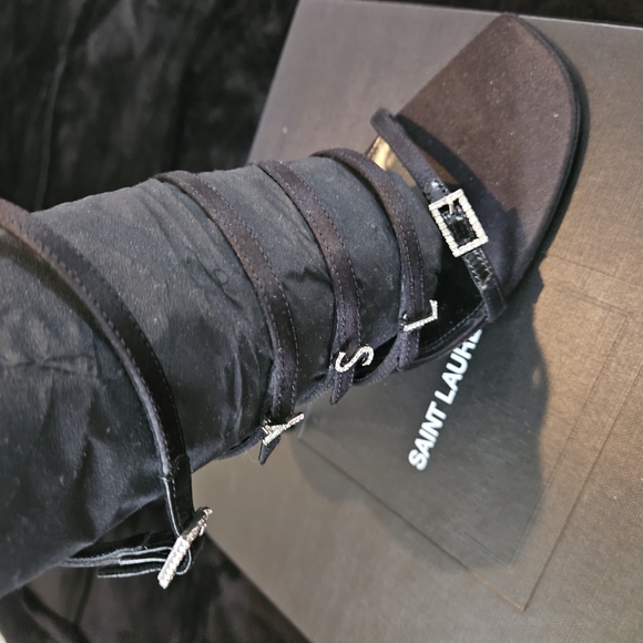 Yves Saint Laurent Black Strappy Heels - Picture 4 of 7